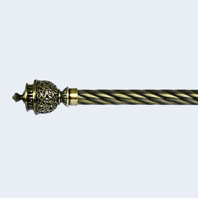 Electroplated 25mm 5m Curtain Rod Set With Accessories Antique Brass Double Bracket For Interior Decoration