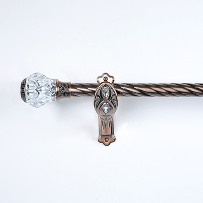 Iron Curtain Twist Rods Sets With Crystal Caps Curtain Finials And Brackets